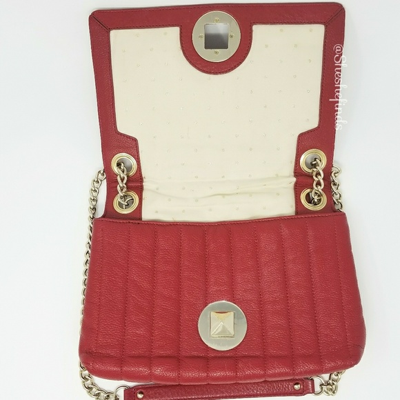 ๐ RED QUILTED LEATHER SHOULDER /CROSSBODY HANDBAG - BY KATE SPADE - Picture 4 of 8